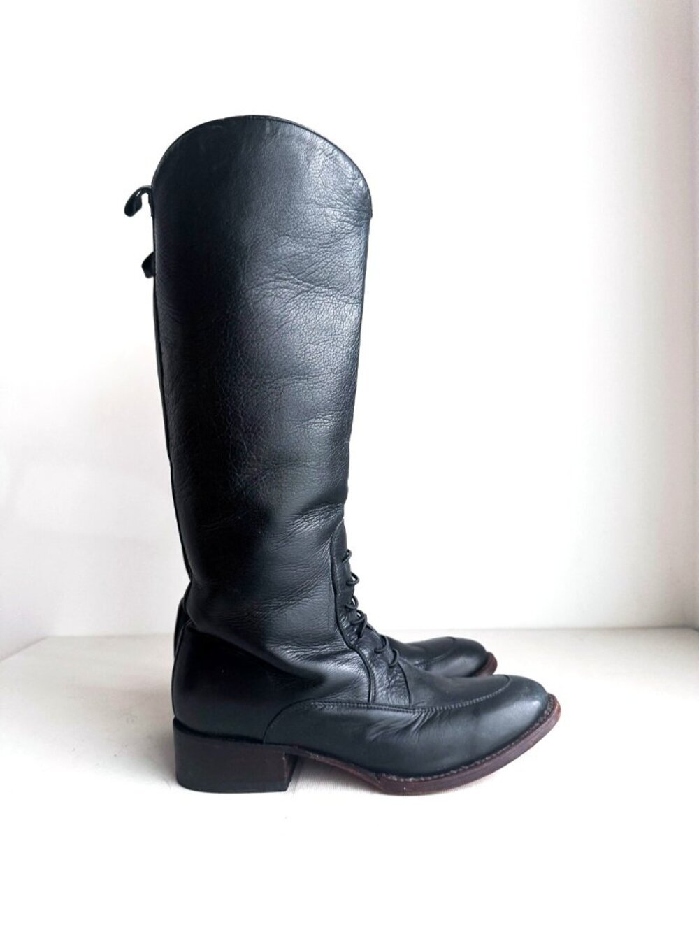 Vintage Tony Mora Handmade Black Leather Riding Boots 38